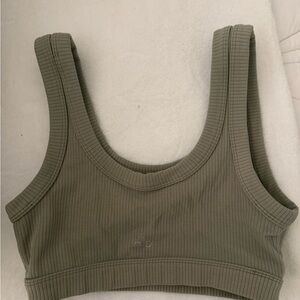 ALO Yoga Olive Ribbed Scoop Sports Bra